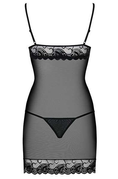 Obsessive Wonderia Chemise & Thong Black - Seksīga apakšveļa 4