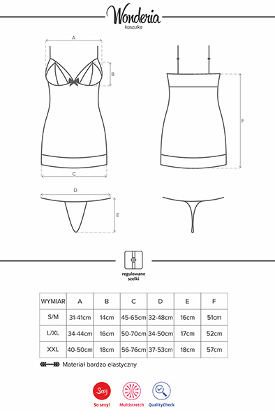 Obsessive Wonderia Chemise & Thong Black - Seksīga apakšveļa 5