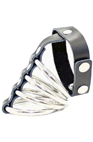 Ohmama Fetish Leather Strap Metal Cock Ring - Dzimumlocekļa un sēklinieku maisiņa gredzeni 1