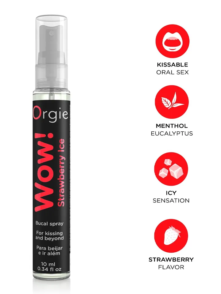 Orgie Wow! Strawberry Ice Bucal Spray 10 ml - Ēdamais un orālais sekss 2 [full]