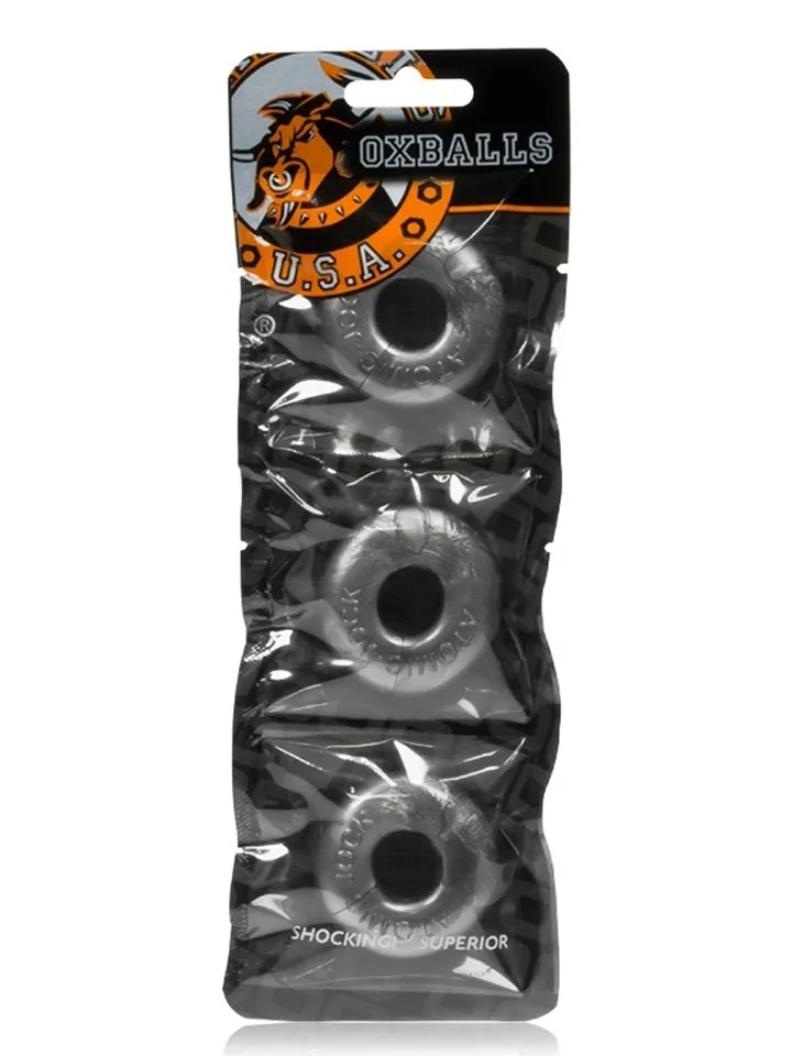 Oxballs Ringer Cock Rings 3-Pack Silver Steel - Gaiļa gredzenu komplekts 3 [full]