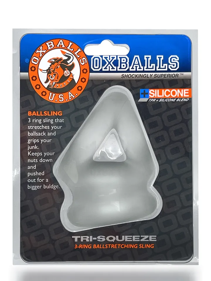 Oxballs Tri-Squeeze Ballstretching Sling Clear Ice - Dzimumlocekļa un sēklinieku maisiņa gredzeni 2 [full]