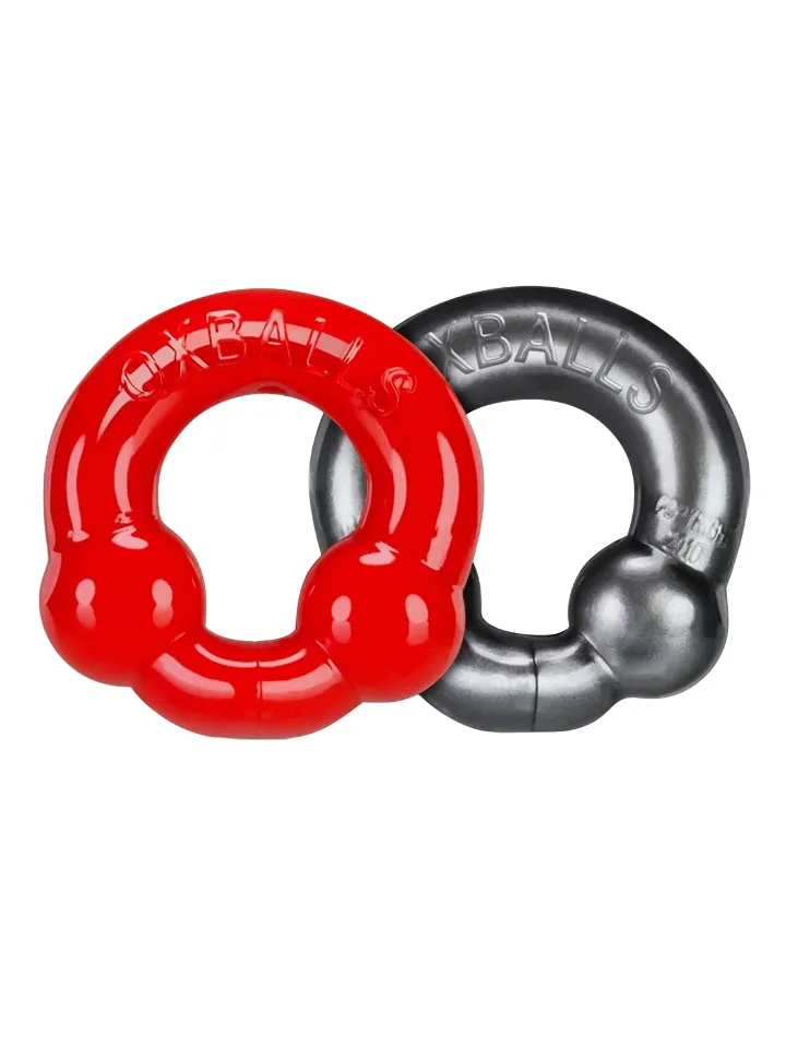 Oxballs Ultraballs Cock Rings Silver Steel & Red - Gaiļa gredzenu komplekts 1 [full]