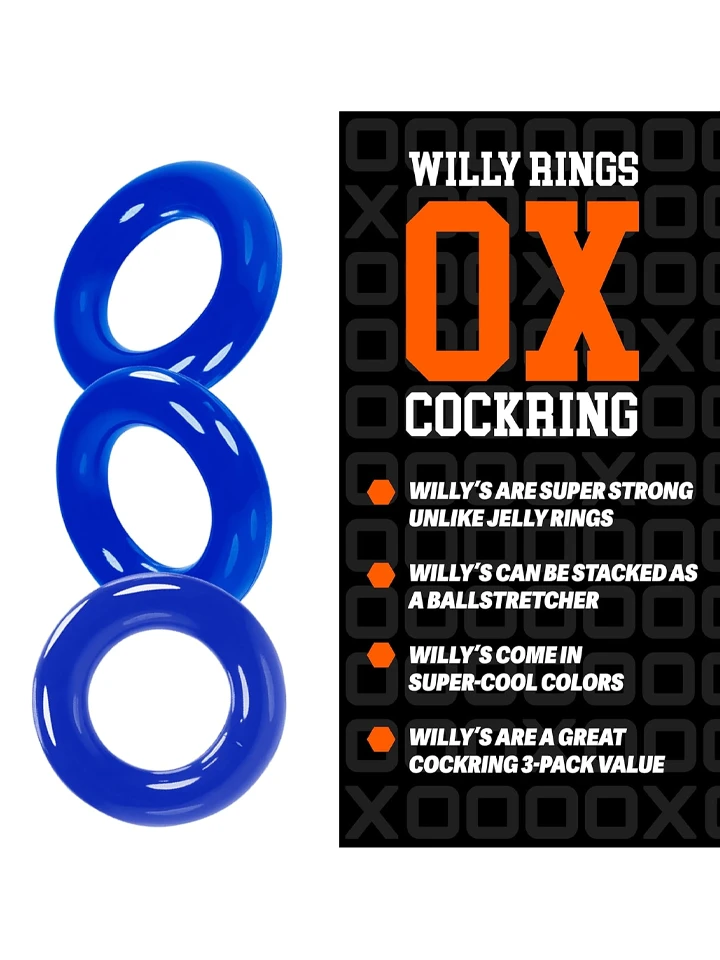 Oxballs Willy Rings Cock Rings Blue 3-pack - Gaiļa gredzenu komplekts 2 [full]