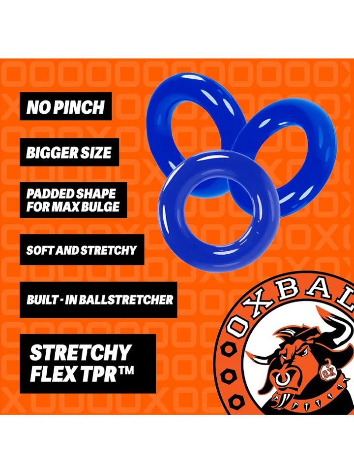 Oxballs Willy Rings Cock Rings Blue 3-pack - Gaiļa gredzenu komplekts 3 [full]