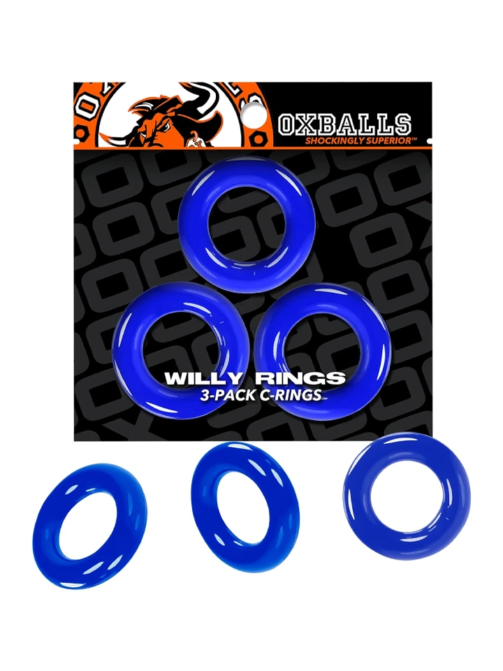 Oxballs Willy Rings Cock Rings Blue 3-pack - Gaiļa gredzenu komplekts 4 [full]