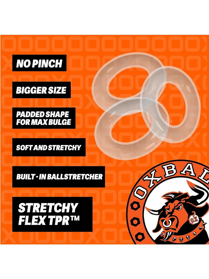 Oxballs Willy Rings Cock Rings Transparent 3-pack - Gaiļa gredzenu komplekts 2 [full]