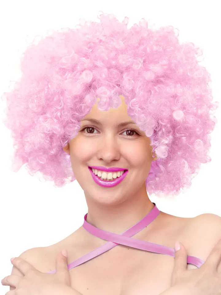 Party Wig Light Pink Afro Hair - Parūka 1 [full]