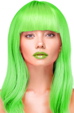Party Wig Long Straight Hair Neon Green - Parūka 1