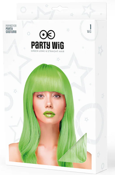 Party Wig Long Straight Hair Neon Green - Parūka 2
