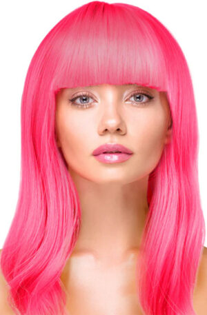 Party Wig Long Straight Hair Neon Pink - Parūka 1