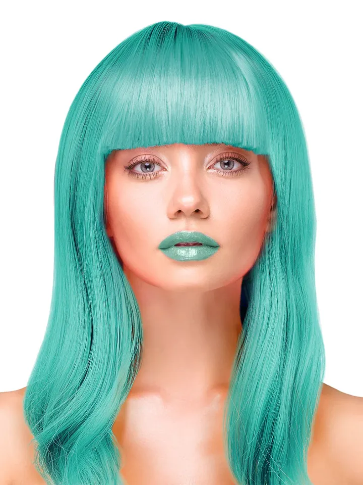 Party Wig Long Straight Turquoise Hair - Parūka 1 [full]