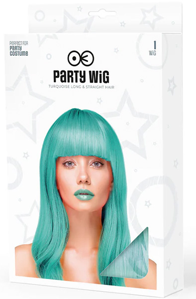 Party Wig Long Straight Turquoise Hair - Parūka 2