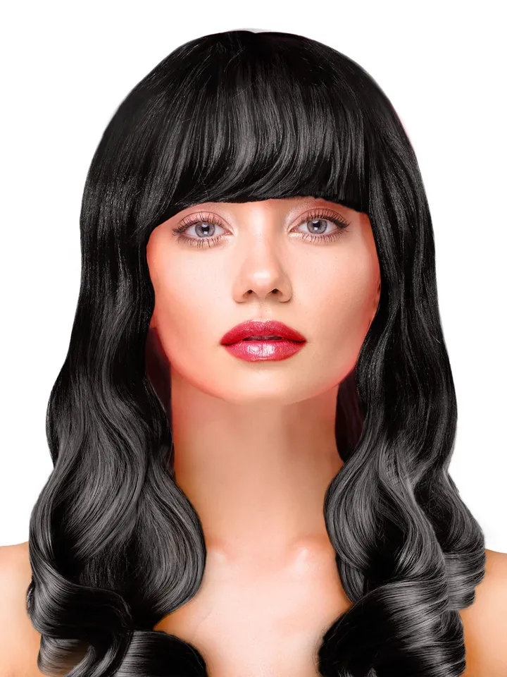 Party Wig Long Wavy Black Hair - Parūka 1 [full]
