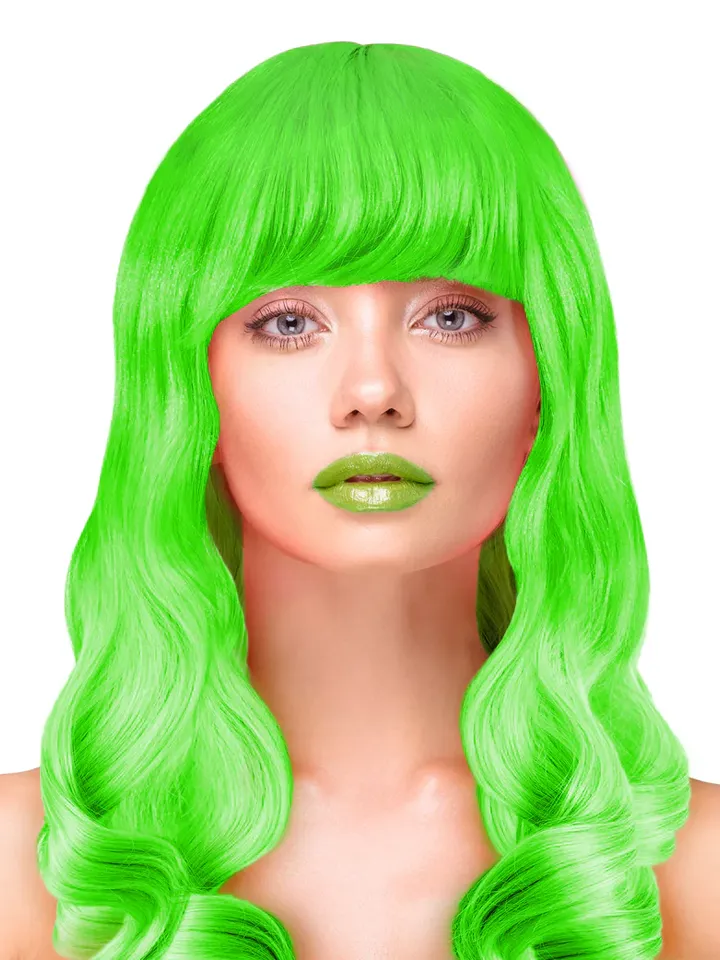 Party Wig Long Wavy Hair Neon Green - Parūka 1 [full]