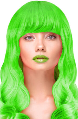 Party Wig Long Wavy Hair Neon Green - Parūka 1