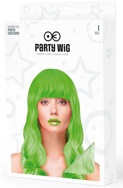 Party Wig Long Wavy Hair Neon Green - Parūka 2