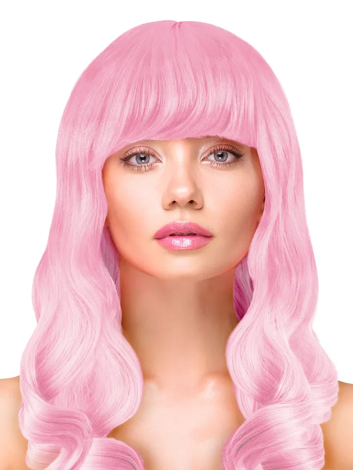 Party Wig Long Wavy Light Pink Hair - Parūka 1 [full]