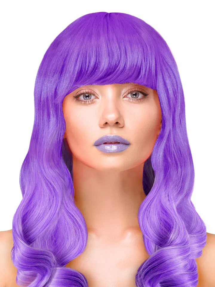 Party Wig Long Wavy Purple Hair - Parūka 1 [full]
