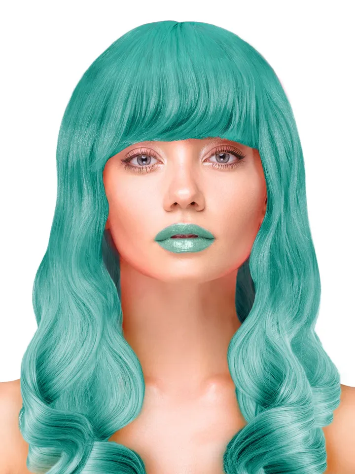 Party Wig Long Wavy Turquoise Hair - Parūka 1 [full]