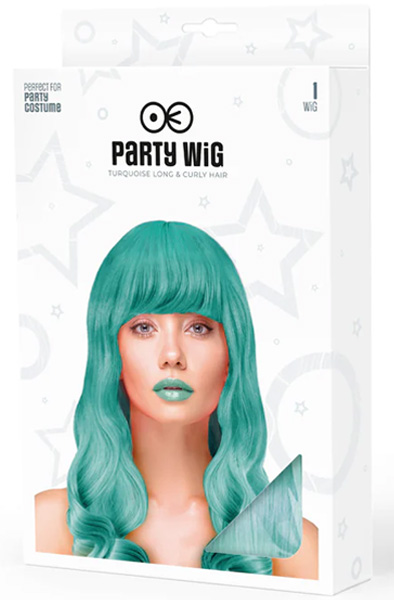 Party Wig Long Wavy Turquoise Hair - Parūka 2