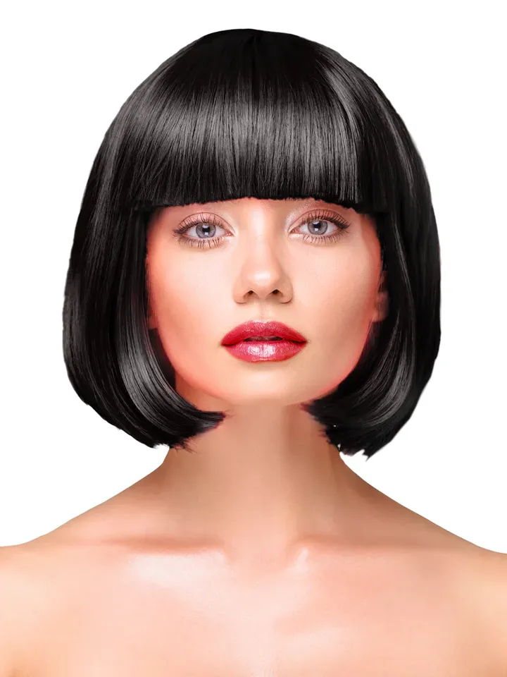 Party Wig Short Straight Black Hair - Parūka 1 [full]
