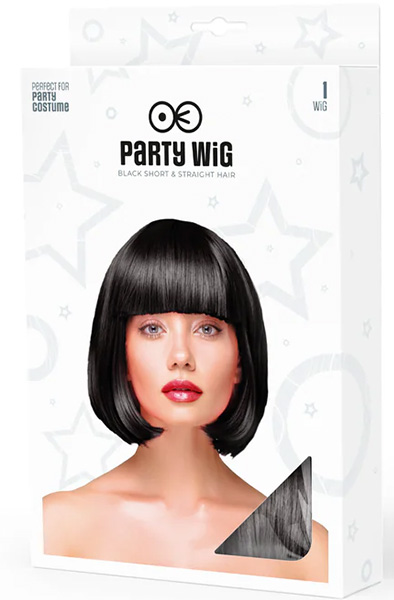 Party Wig Short Straight Black Hair - Parūka 2