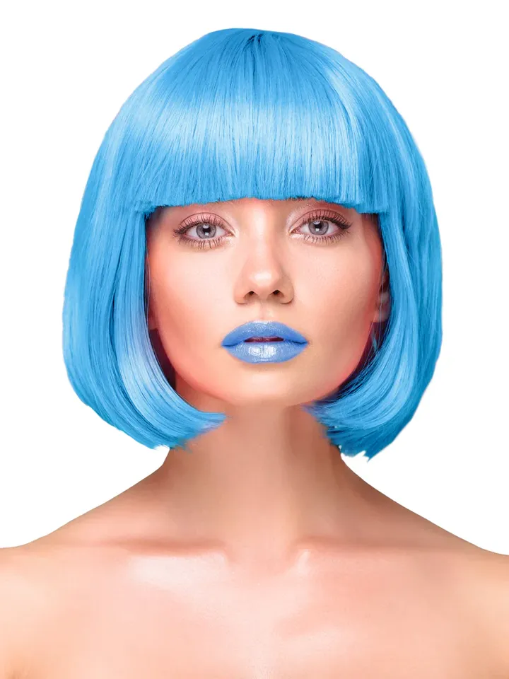 Party Wig Short Straight Blue Hair - Parūka 1 [full]