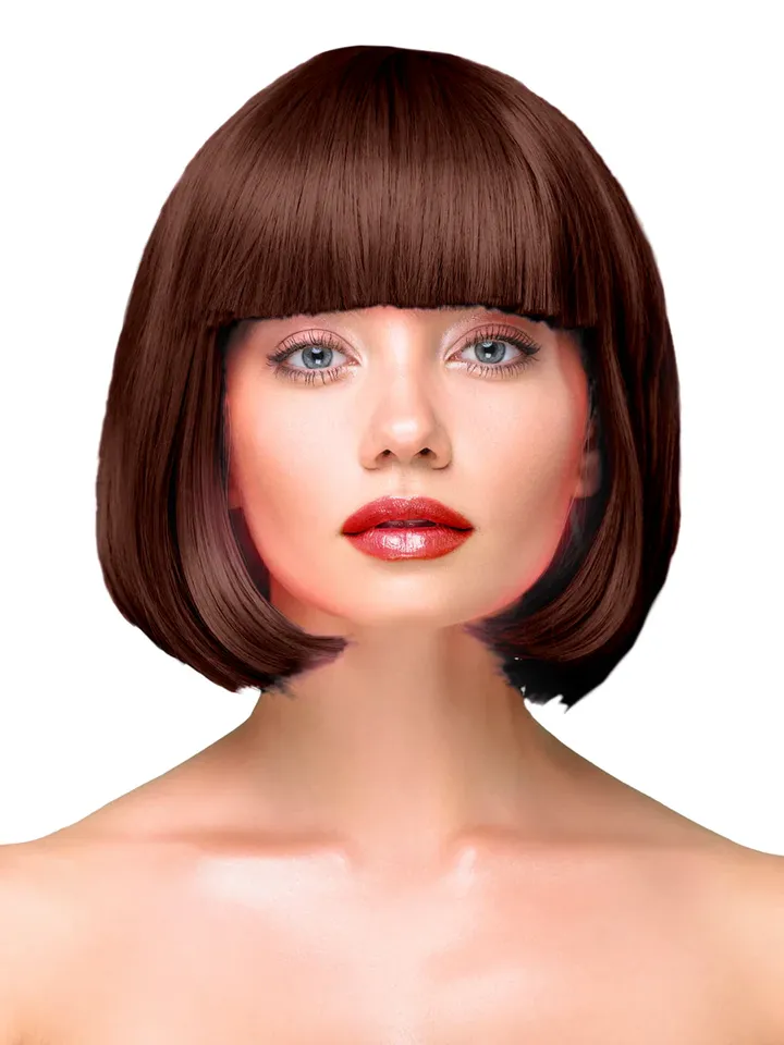 Party Wig Short Straight Brown Hair - Parūka 1 [full]