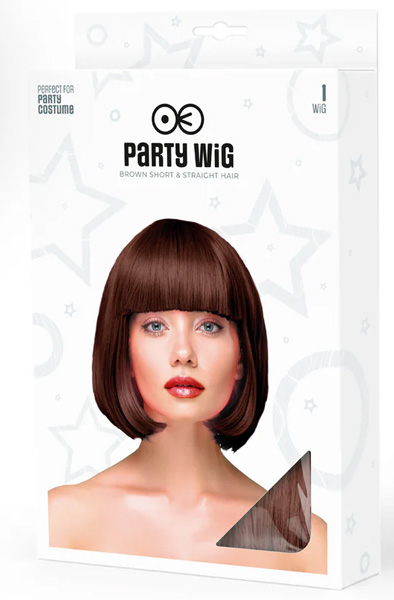 Party Wig Short Straight Brown Hair - Parūka 2