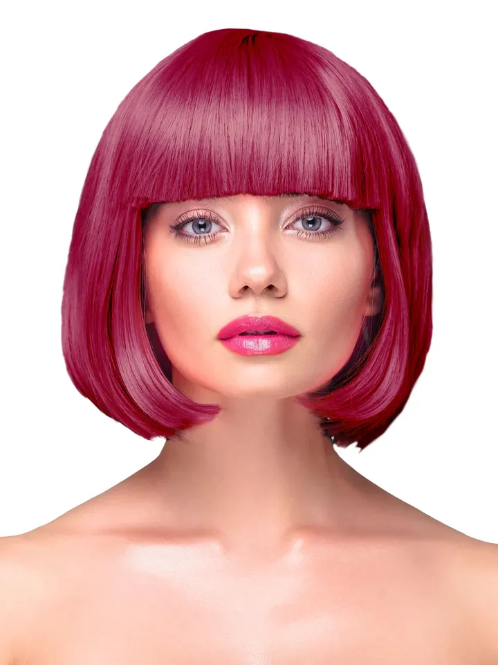 Party Wig Short Straight Burgundy Hair - Parūka 1 [full]