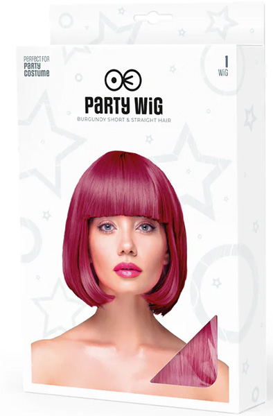 Party Wig Short Straight Burgundy Hair - Parūka 2