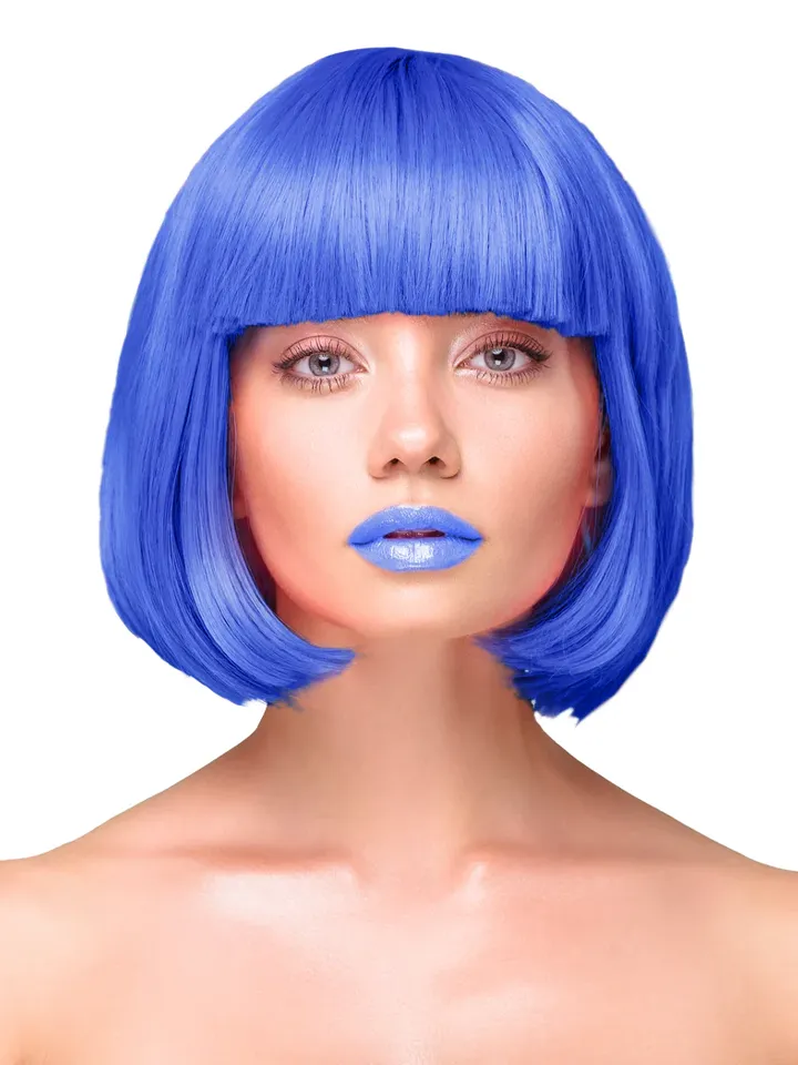 Party Wig Short Straight Hair Dark Blue - Parūka 1 [full]