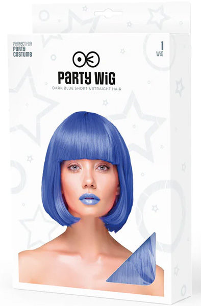 Party Wig Short Straight Hair Dark Blue - Parūka 2