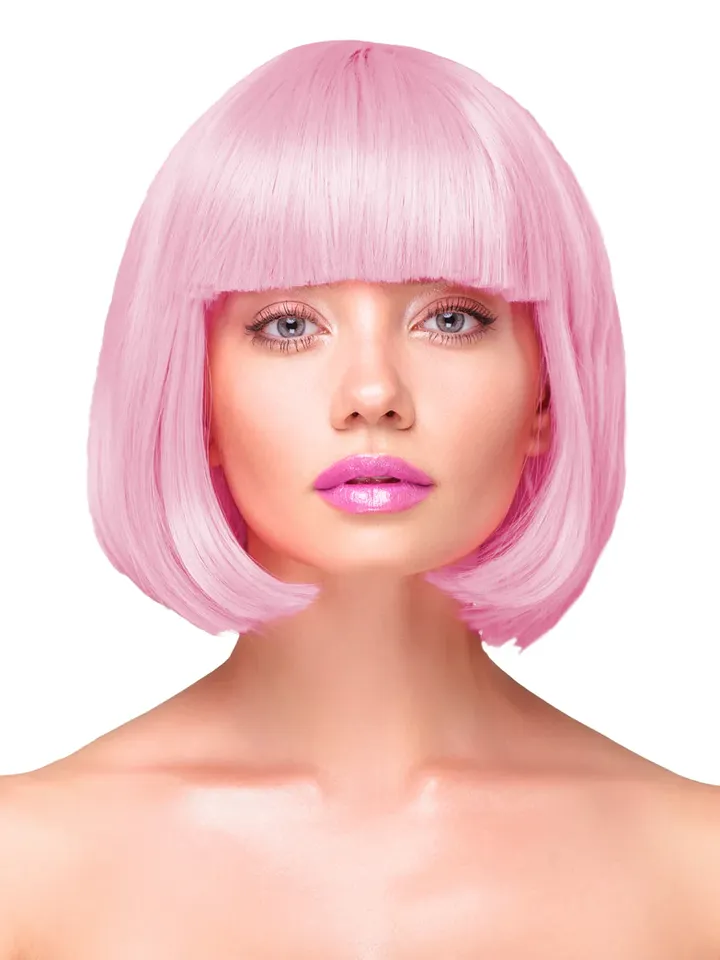 Party Wig Short Straight Hair Light Pink - Parūka 1 [full]