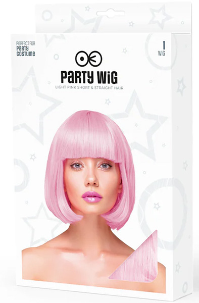 Party Wig Short Straight Hair Light Pink - Parūka 2