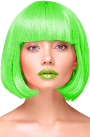 Party Wig Short Straight Hair Neon Green - Parūka 1