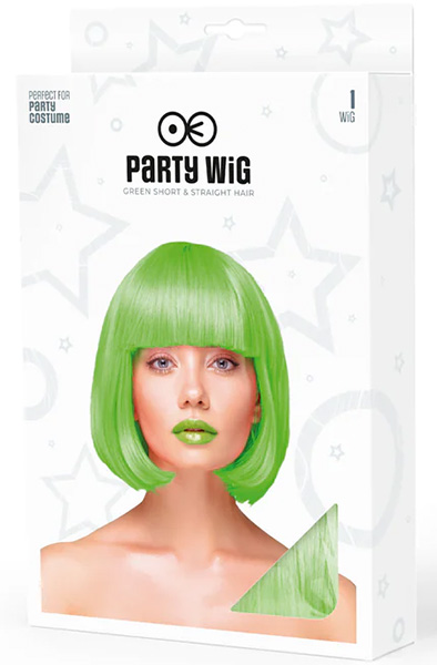 Party Wig Short Straight Hair Neon Green - Parūka 2