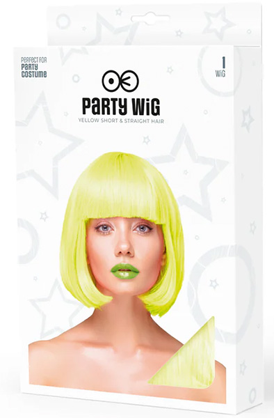 Party Wig Short Straight Hair Neon Yellow - Parūka 2