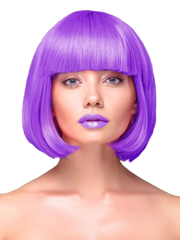 Party Wig Short Straight Hair Purple - Parūka 1 [full]