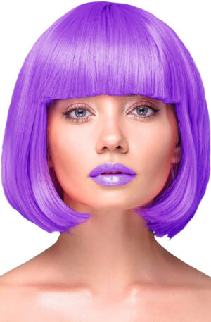 Party Wig Short Straight Hair Purple - Parūka 1