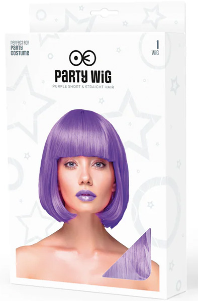 Party Wig Short Straight Hair Purple - Parūka 2