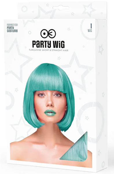 Party Wig Short Straight Hair Turquoise - Parūka 2