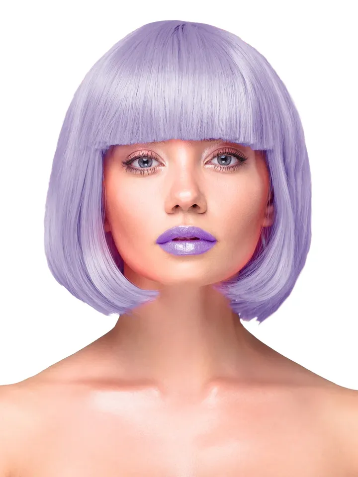 Party Wig Short Straight Purple Hair - Parūka 1 [full]