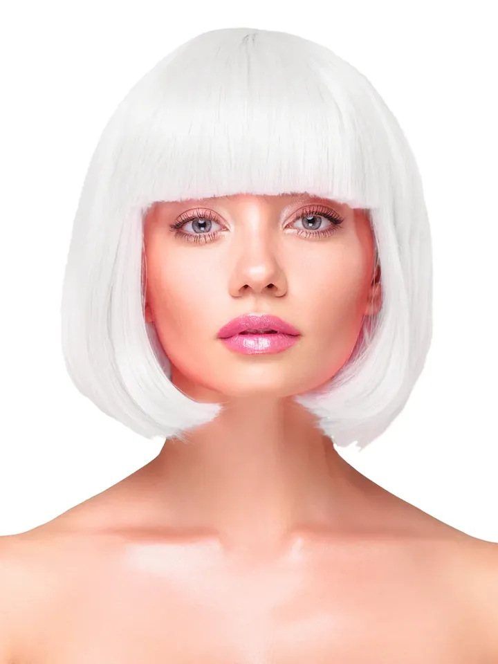 Party Wig Short Straight White Hair - Parūka 1 [full]