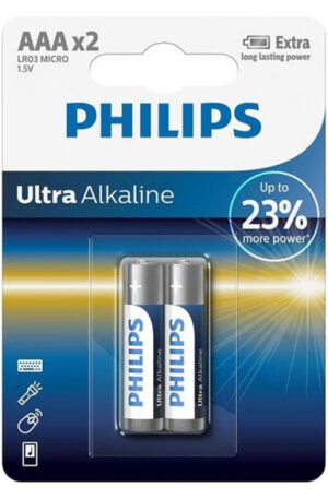 Philips Ultra Alkaline AAA 2-pack - Baterijas AAA 1