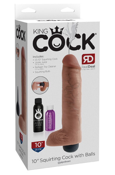 Pipedream King Cock Squirting Cock with Balls Tan 25cm - Smidzināšanas dildo 3
