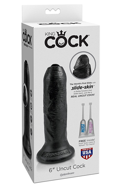 Pipedream King Cock Uncut Cock Black 15,5 cm - Nesagriezts dildo 2