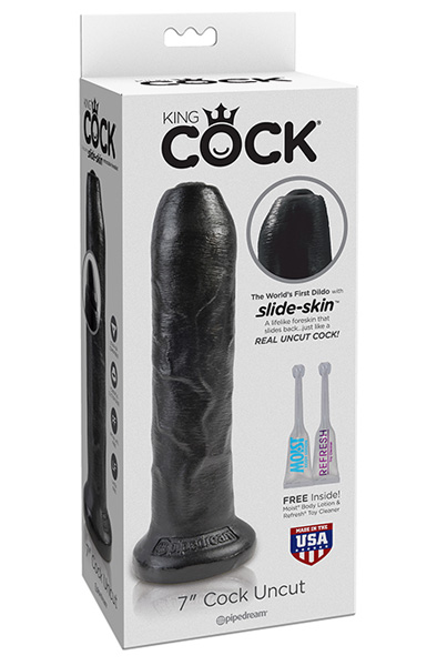 Pipedream King Cock Uncut Cock Black 18 cm - Nesagriezts dildo 2
