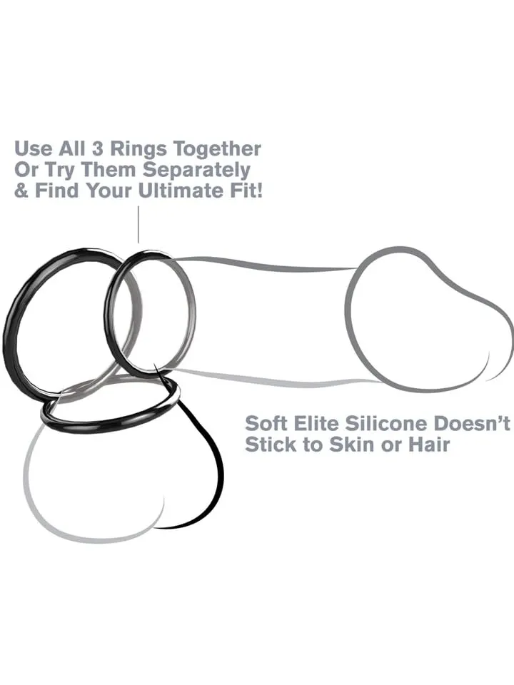 Pipedream Silicone 3-ring Stamina Set - Gaiļa gredzenu komplekts 2